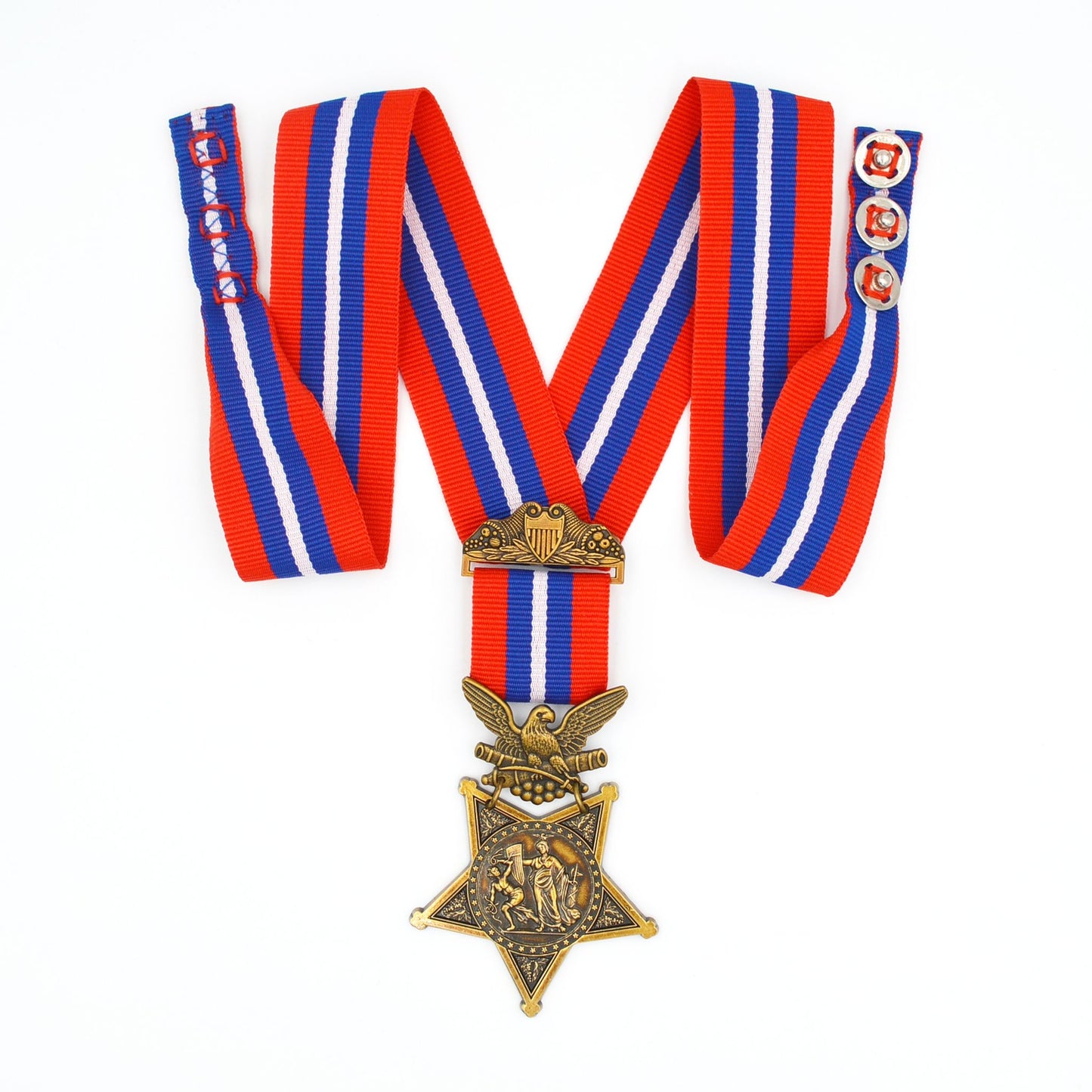 U.S. Medal of Honor Army 1896–1904 Type II Neck Ribbon Cravat – Full-Size Brass Museum Replica with Case