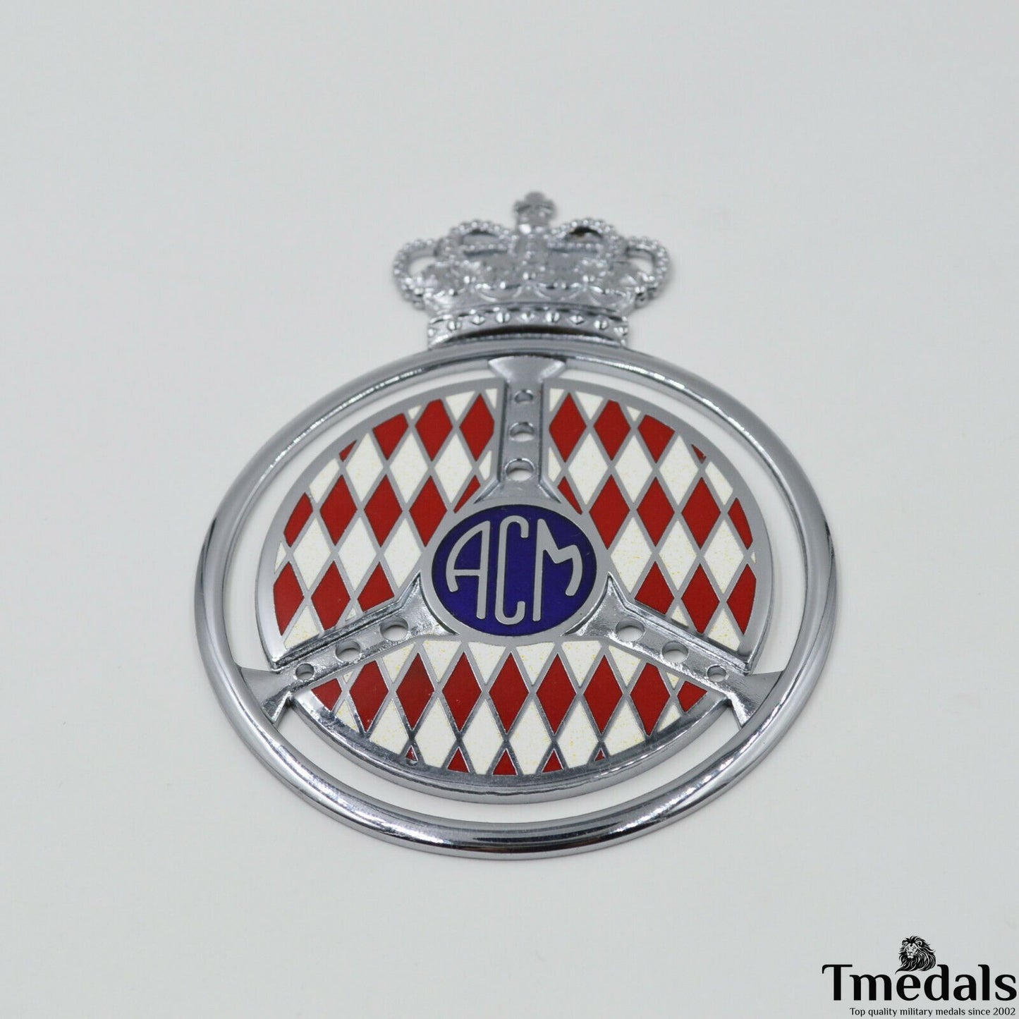 Original Automobile Club de Monaco ACM Badge – Brass with Hard Enamel, 10 × 7.5 cm, Cased