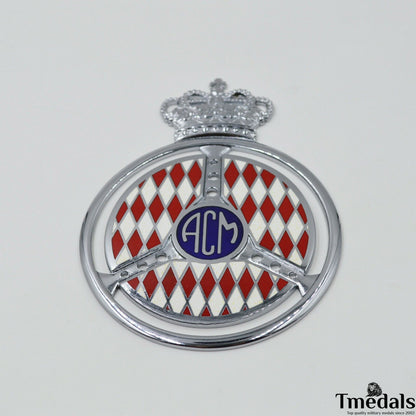 Original Automobile Club de Monaco ACM Badge – Brass with Hard Enamel, 10 × 7.5 cm, Cased