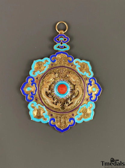 Chinese Qing Dynasty silver Order of the Double Dragon China Medal Badge