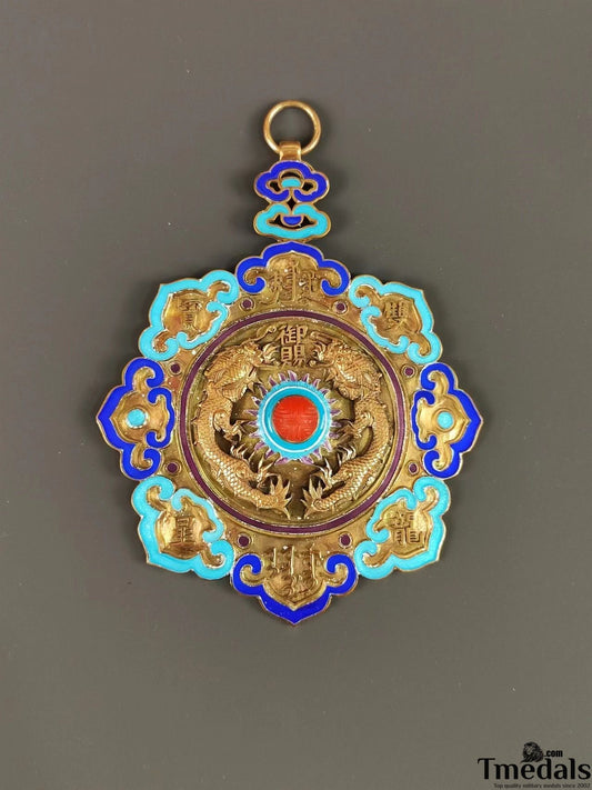 Chinese Qing Dynasty silver Order of the Double Dragon China Medal Badge