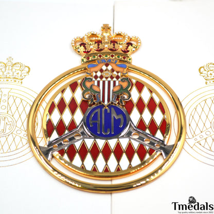 Original Automobile Club de Monaco (ACM) Gold Badge – 2011 Issue, Hard Enamel, 10 × 7.5 cm, Cased