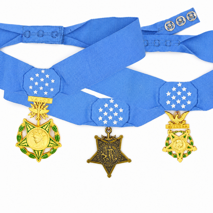 U.S. Medal of Honor Army, Navy, Air Force Current Versions – Full-Size Museum Replica 3-Medal Set with Case