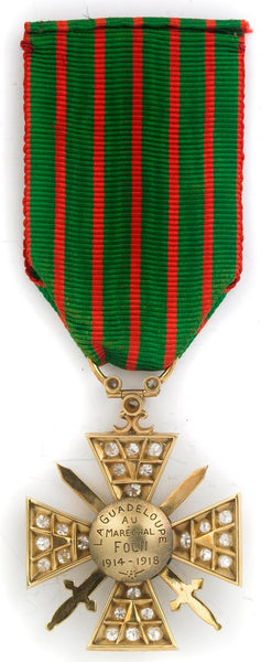 France Croix de Guerre 1914–1918 w/ Diamonds – Marshal Foch – 925 Silver Replica Repro