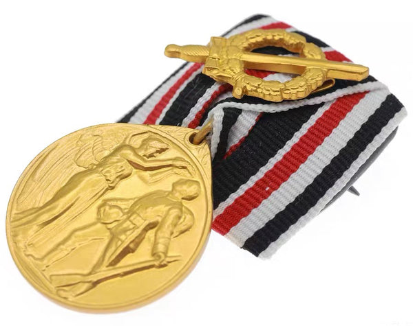 WW1 German Veteran Medal Fürs Vaterland 1914 Ribbon Bar Swords Replica