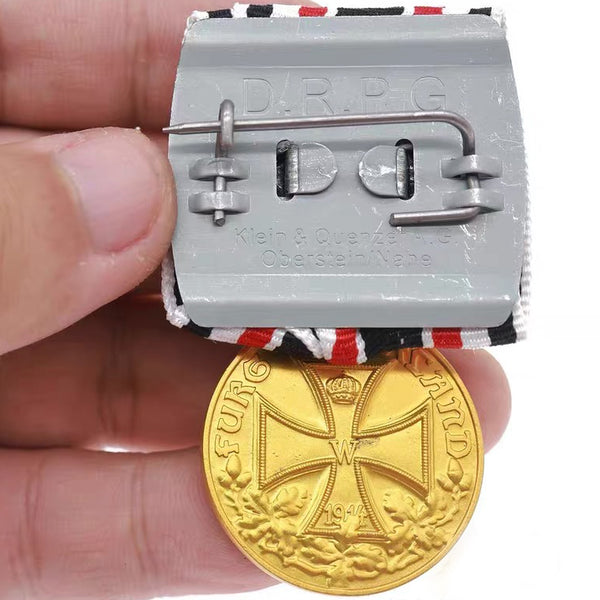 WW1 German Veteran Medal Fürs Vaterland 1914 Ribbon Bar Swords Replica