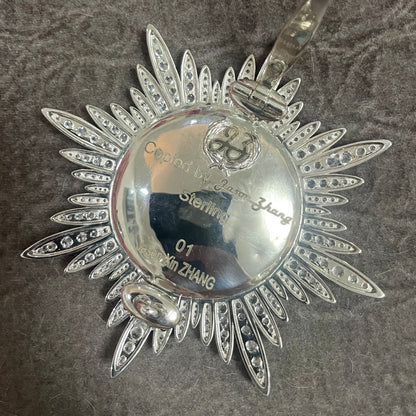UK British Order of the Garter Star, 925 Sterling Silver, Enamel