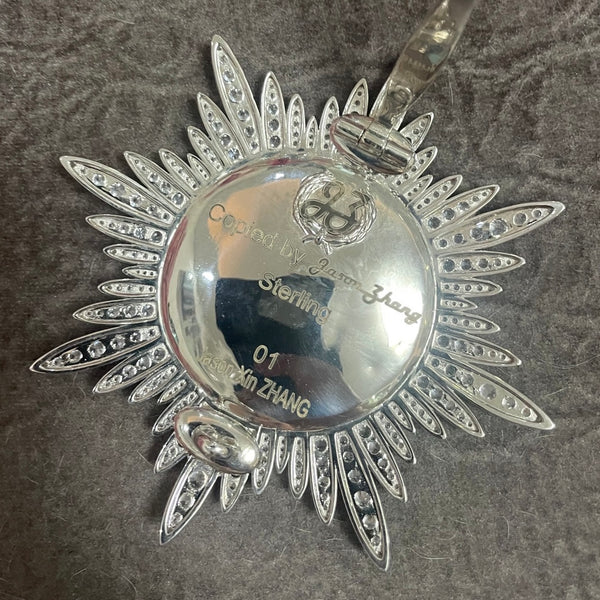 UK British Order of the Garter Star, 925 Sterling Silver, Enamel