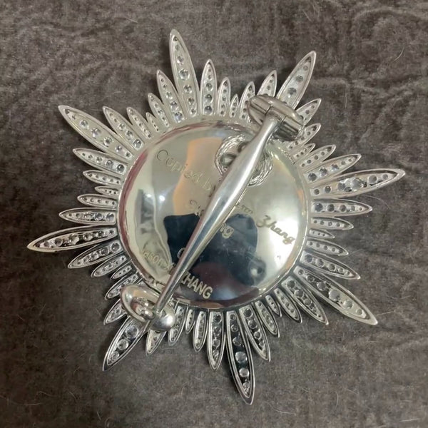 UK British Order of the Garter Star, 925 Sterling Silver, Enamel