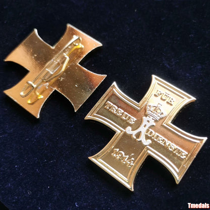 Gold Prussian Cross 1914 "Für Treue Dienste" Badge – WWI Loyal Service Replica