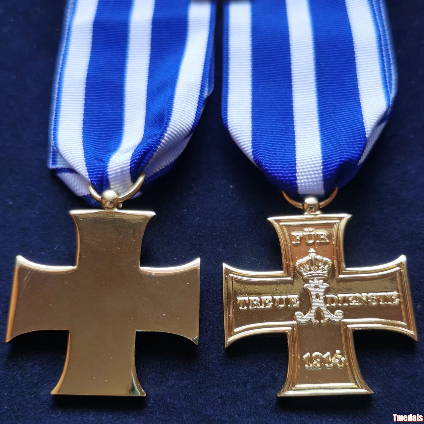 Gold Prussian Cross 1914 "Für Treue Dienste" Badge – WWI Loyal Service Replica