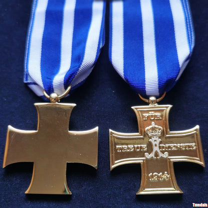 Gold Prussian Cross 1914 "Für Treue Dienste" Badge – WWI Loyal Service Replica