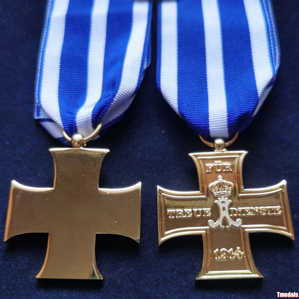 Gold Prussian Cross 1914 "Für Treue Dienste" Badge – WWI Loyal Service Replica Repro