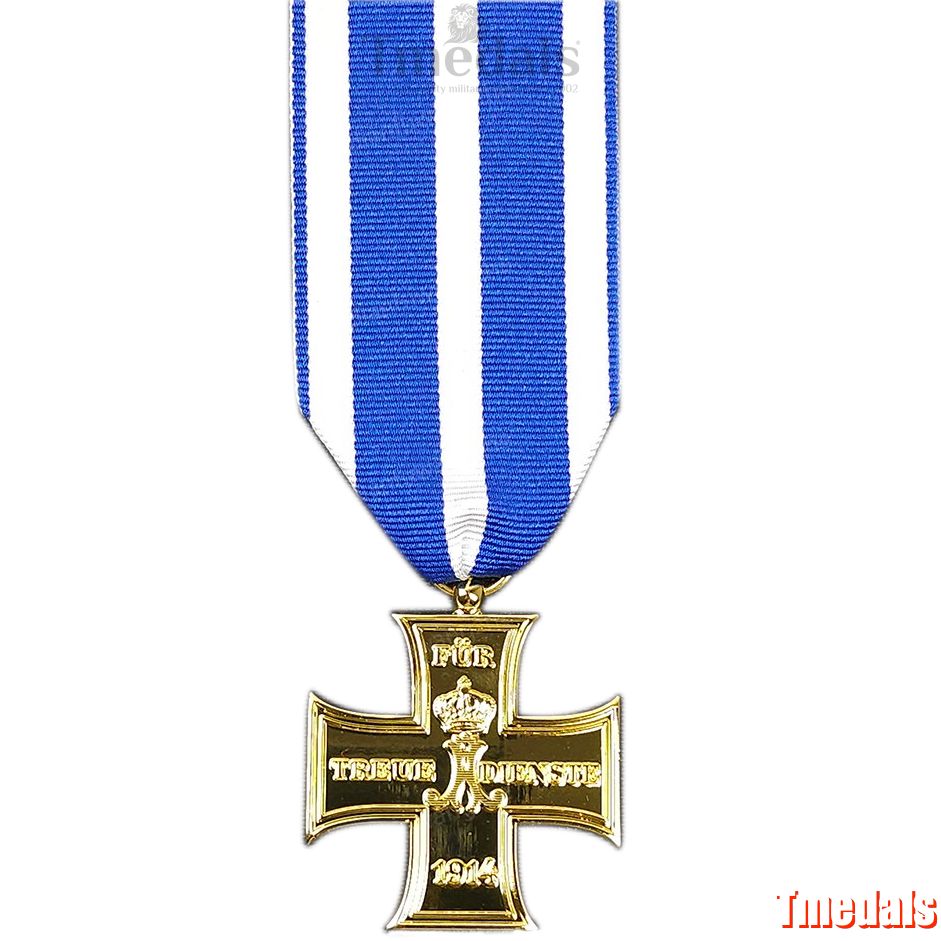 Gold Prussian Cross 1914 "Für Treue Dienste" Badge – WWI Loyal Service Replica Repro