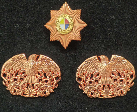 Chinese Qing Imperial Guard Cap Badge & Eagle Collar Insignia Set (3) – Replica