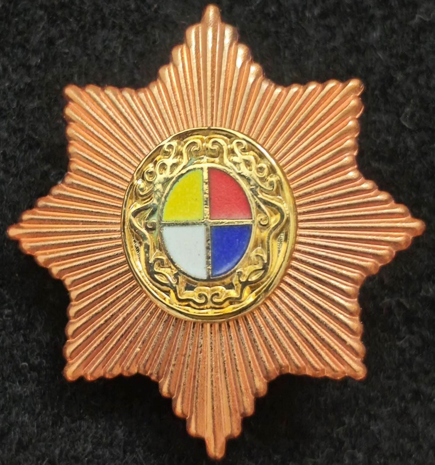 Chinese Qing Imperial Guard Cap Badge – 8-Point Star Roundel — Replica