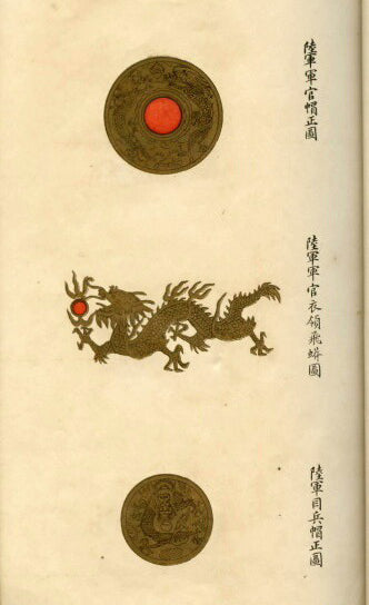 China Qing New Army Officer Cap Badges Set of 3 – Double-Dragon Replicas