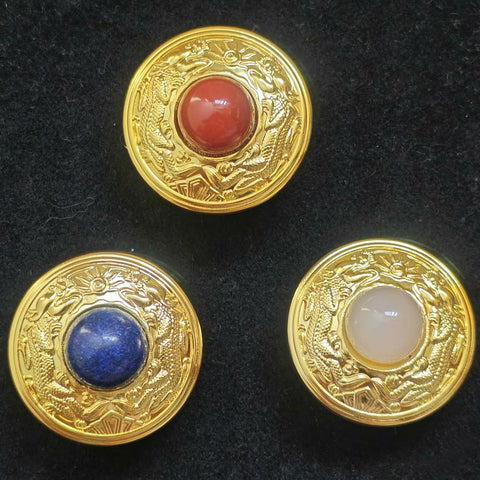 China Qing New Army Officer Cap Badges Set of 3 – Double-Dragon Replicas