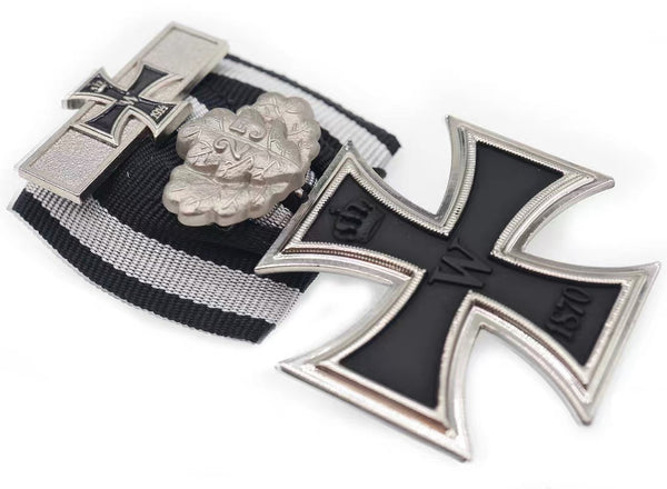 German Iron Cross 1870 2nd Class, 25-Year Oak Leaves & 1914 Spange Replica