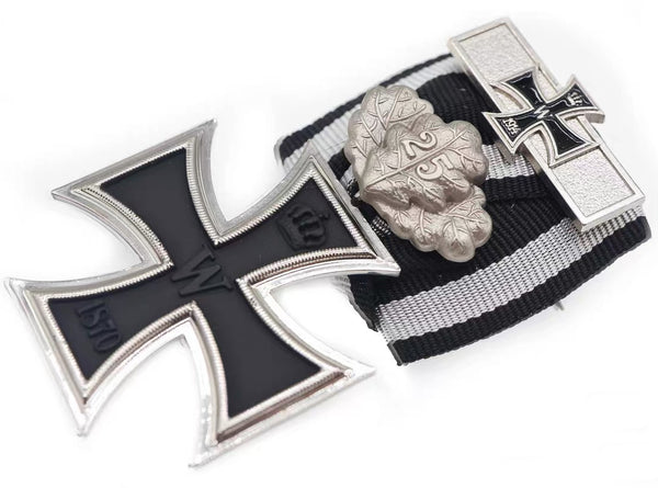 German Iron Cross 1870 2nd Class, 25-Year Oak Leaves & 1914 Spange Replica