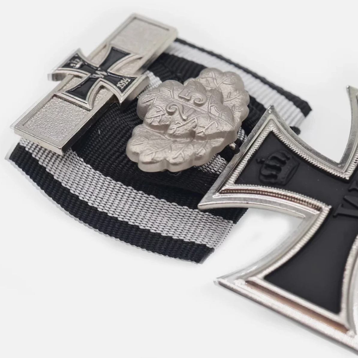 German Iron Cross 1870 2nd Class, 25-Year Oak Leaves & 1914 Spange Replica