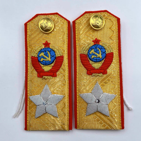 Soviet USSR Marshal of the Soviet Union Shoulder Boards w/ Button & Tie Replica