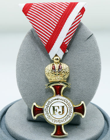 Golden Cross of Merit with Crown 1849 Austria-Hungary FJ Order Medal Replica