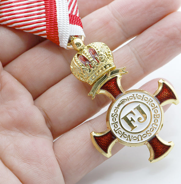 Golden Cross of Merit with Crown 1849 Austria-Hungary FJ Order Medal Replica