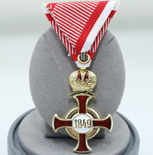Golden Cross of Merit with Crown 1849 Austria-Hungary FJ Order Medal Replica
