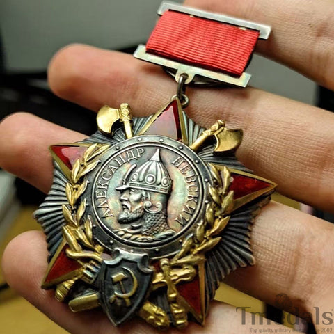 WW2 USSR Order of Alexander Nevsky 1942-43 Suspended Type Repro Replica – 925 Silver!