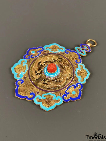 Chinese Qing Dynasty silver Order of the Double Dragon China Medal Badge