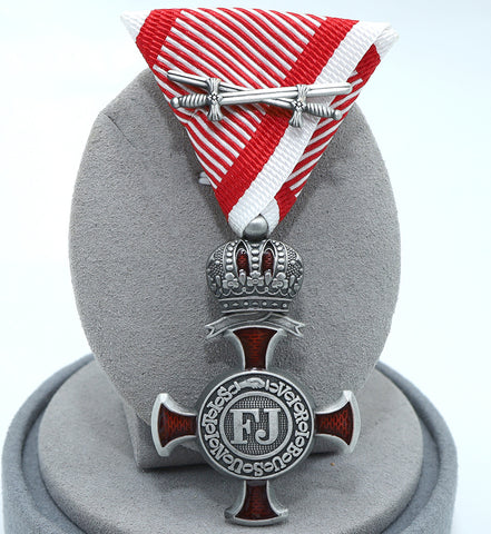 Austria-Hungary Silver Cross of Merit Crown 1849 FJ w/ Swords Replica