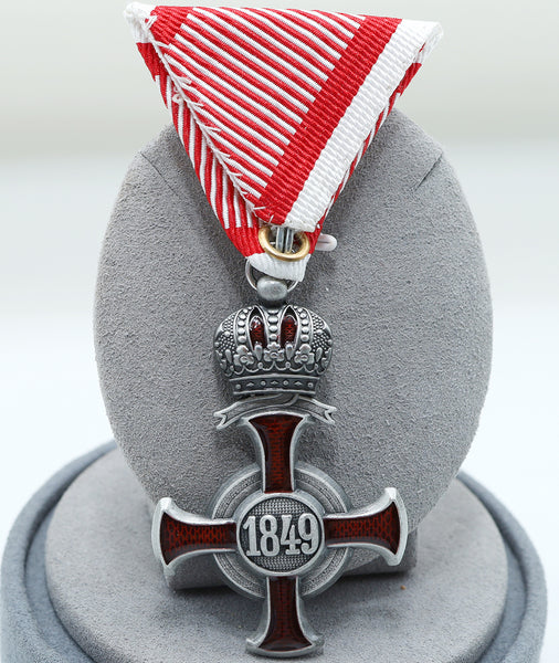Austria-Hungary Silver Cross of Merit Crown 1849 FJ w/ Swords Replica