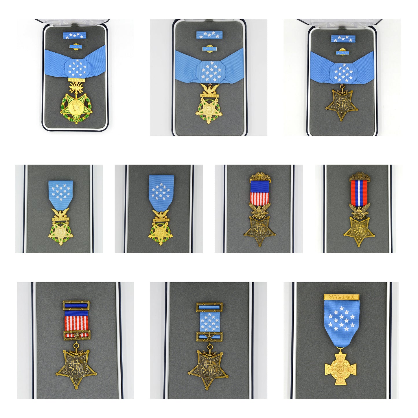 Complete U.S. Medal of Honor Historical Replica Collection – 10 Full-Size Medals with Presentation Case
