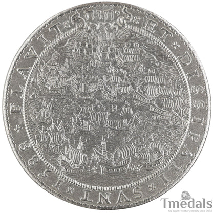 UK Elizabeth I Defeat of the Spanish Armada Medal 1588-Pure 925 Sterling Silver Replica