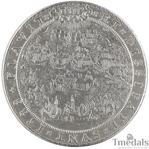 UK Elizabeth I Defeat of the Spanish Armada Medal 1588-Pure 925 Sterling Silver top Replica