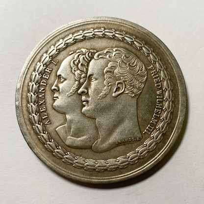 Russia Medal 1818 Alexander I of Russia and Friedrich Wilhelm III of Prussia B27 Replica