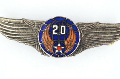 U.S. WW12 20th AIR FORCE WINGS BADGE PIN Medal  ENAMEL