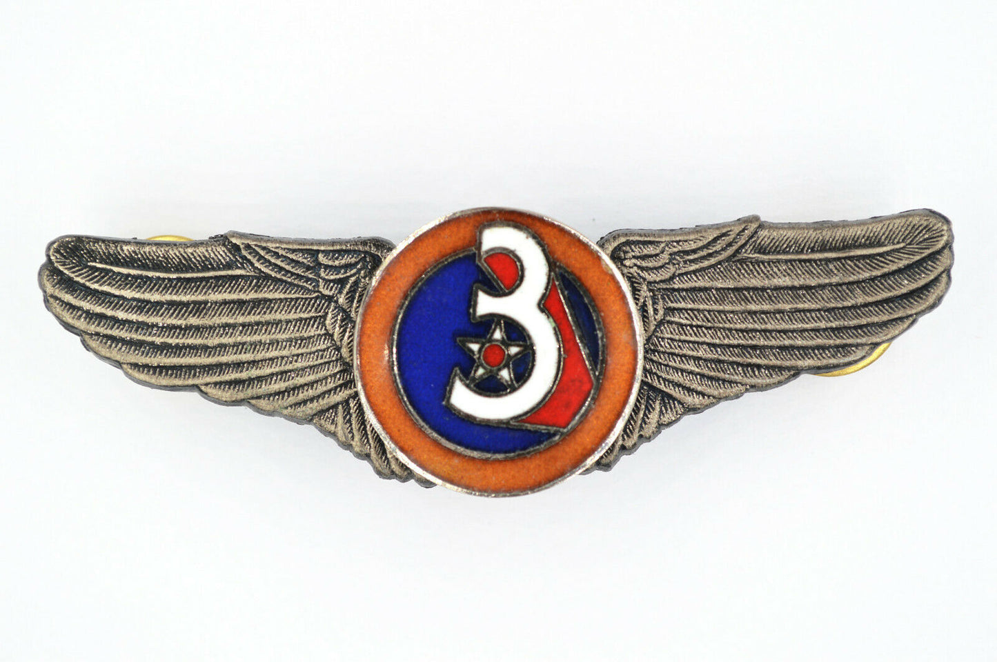 U.S. WWII WW2 3rd AIR FORCE WINGS BADGE PIN Medal ENAMEL