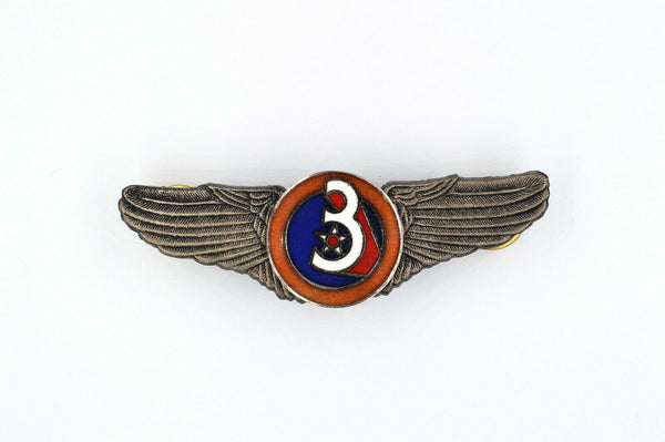 U.S. WWII WW2 3rd AIR FORCE WINGS BADGE PIN Medal TOP ENAMEL RARE