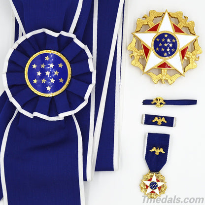 U.S. Presidential Medal of Freedom with Distinction – Full-Size Museum Replica Set with Sash, Breast Star, Ribbon & Lapel Pin
