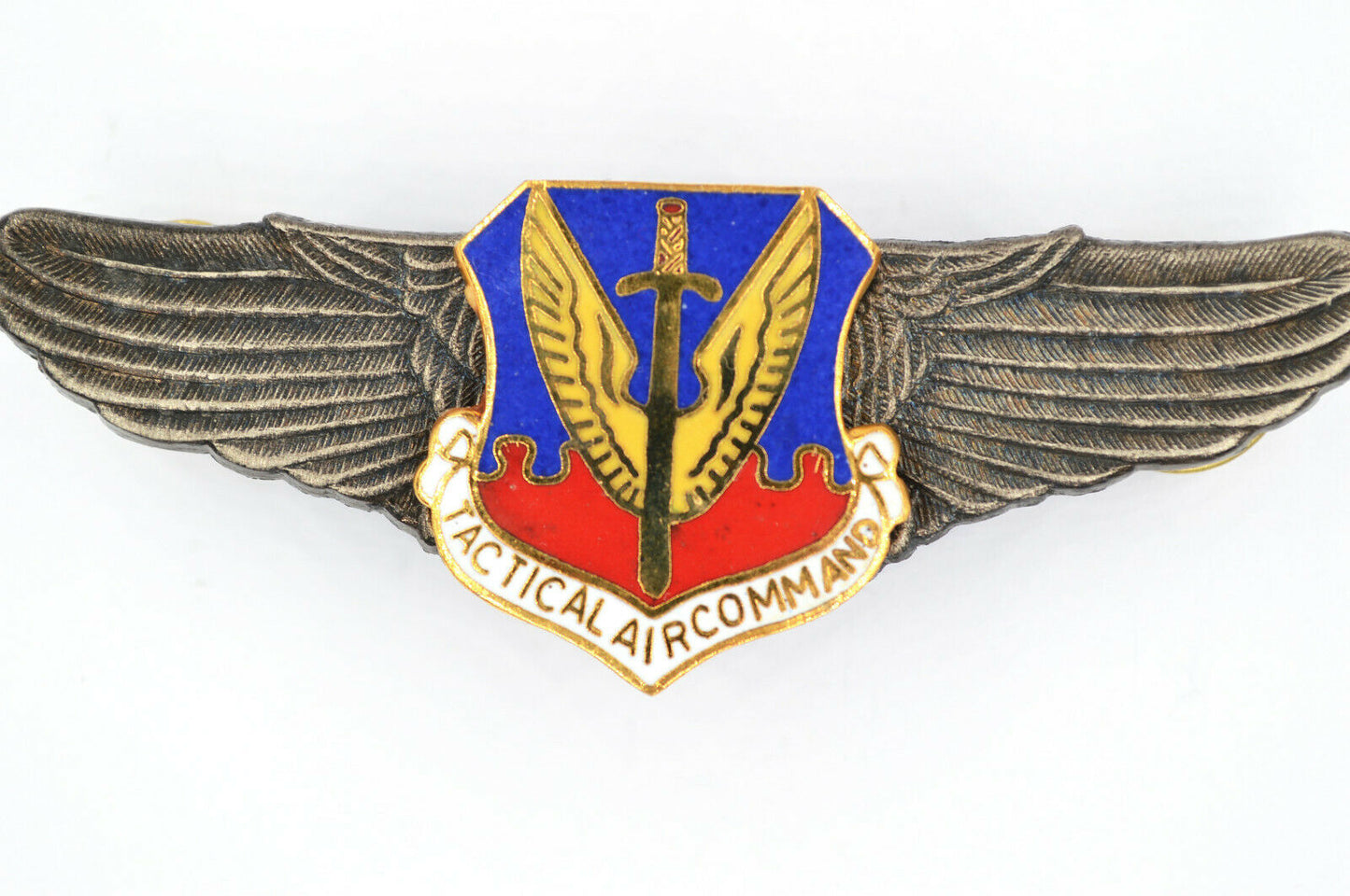 U.S. WW12 TACTICAL AIR COMMAND AIR FORCE WINGS BADGE PIN Medal ENAMEL