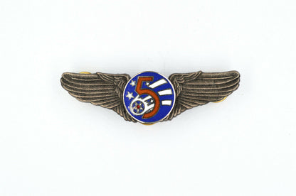 U.S. USA WWII WW12 5TH AIR FORCE WINGS BADGE PIN Medal ENAMEL