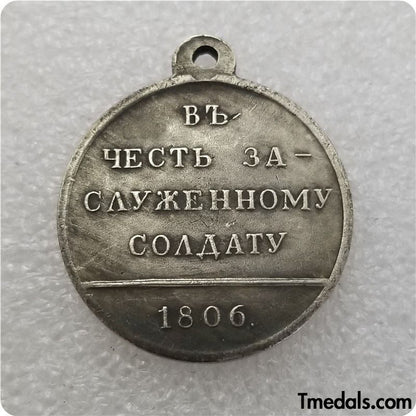 Imperial Russia Russian Empire Medal Order Badge Medal in honor of the honored soldier 1806 Replica A161
