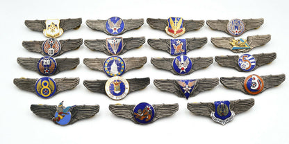 WW12 USA U.S. ARMY AIR FORCE WINGS PIN Medal Full SET 19 BADGES ENAMEL