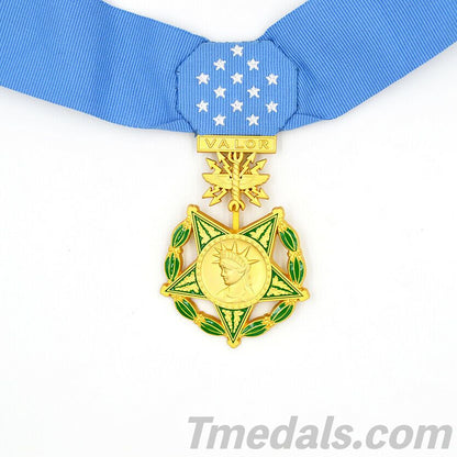 U.S. Medal of Honor Air Force WWII Neck Ribbon Version – Full-Size Brass Museum Replica with Case, Ribbon Bar Lapel Pin