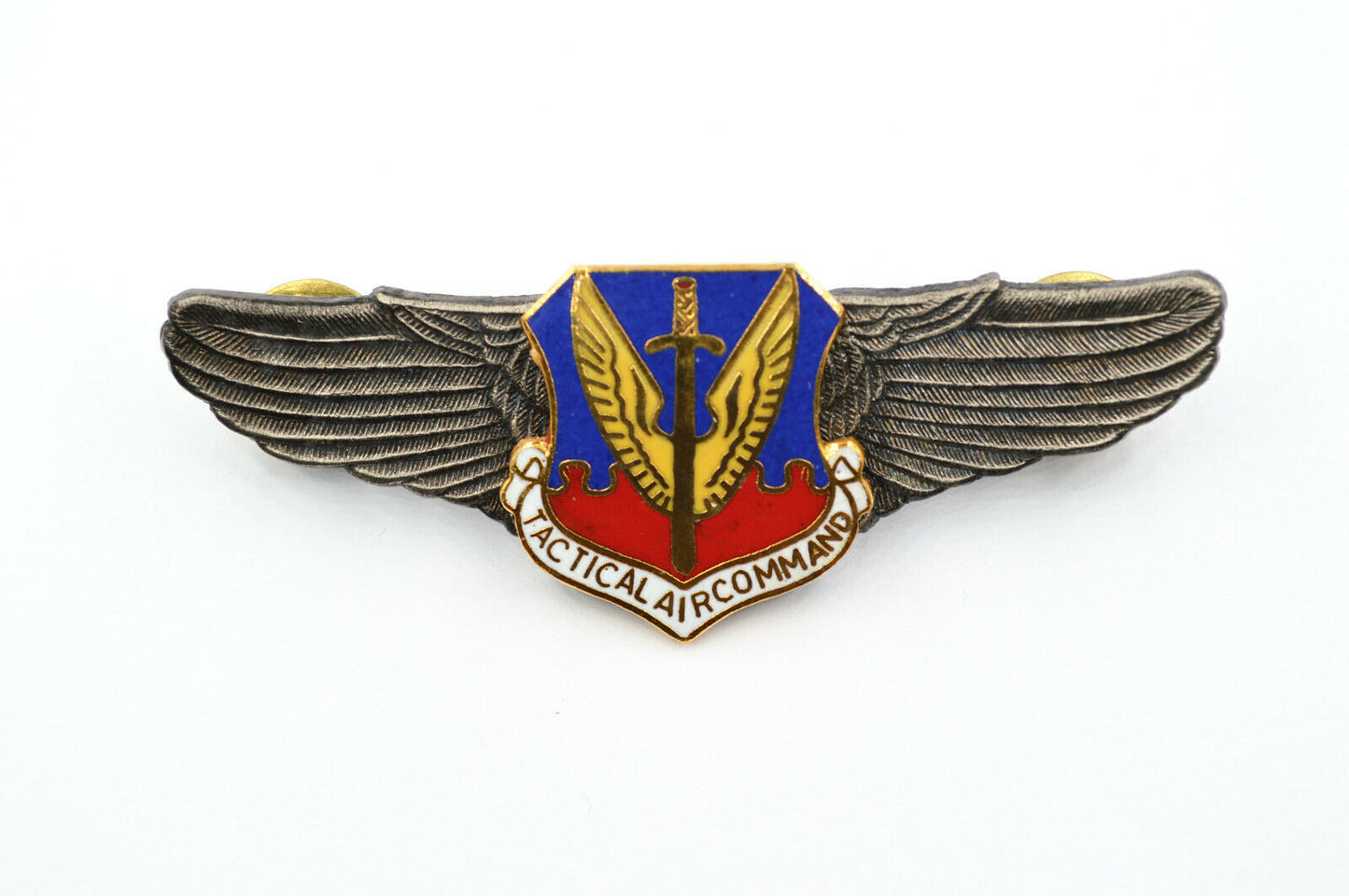U.S. WW12 TACTICAL AIR COMMAND AIR FORCE WINGS BADGE PIN Medal ENAMEL