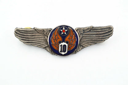 U.S. WWII WW12 10TH AIR FORCE WINGS BADGE PIN Medal ENAMEL