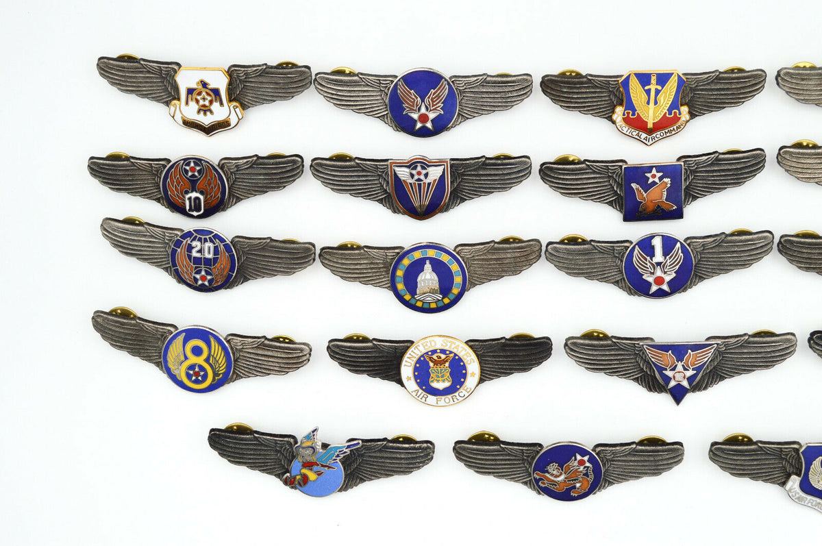 WW12 USA U.S. ARMY AIR FORCE WINGS PIN Medal Full SET 19 BADGES ENAMEL ...